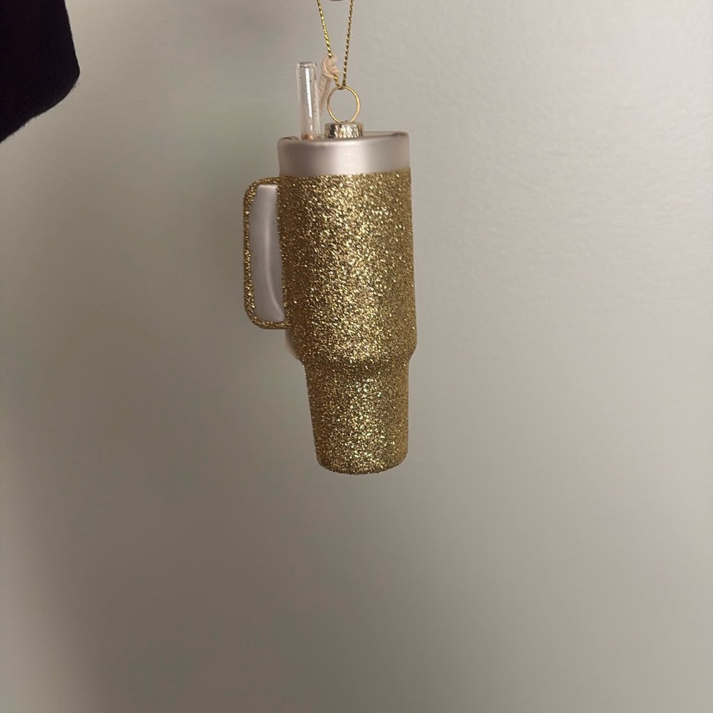 Sparkly Gold KAIT CUP (Stanley) Hanging Ornament - Picture 3 of 9